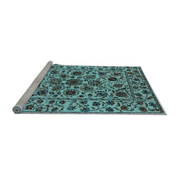 Sideview of Machine Washable Oriental Light Blue Industrial Rug, wshurb2349lblu