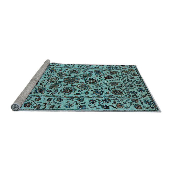 Sideview of Machine Washable Oriental Light Blue Industrial Rug, wshurb2349lblu