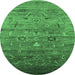 Round Oriental Emerald Green Industrial Rug, urb2350emgrn