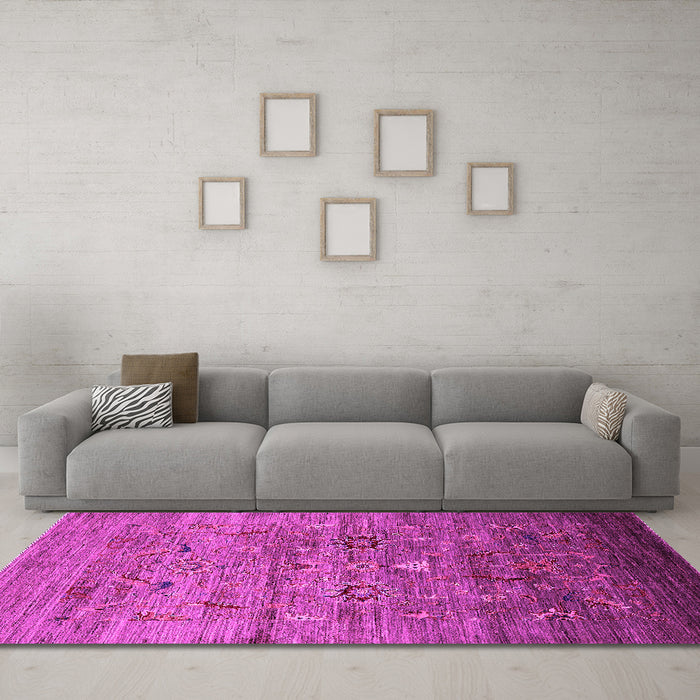 Machine Washable Oriental Pink Industrial Rug in a Living Room, wshurb2350pnk