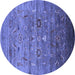 Round Oriental Blue Industrial Rug, urb2350blu