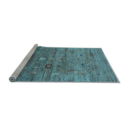 Sideview of Machine Washable Oriental Light Blue Industrial Rug, wshurb2350lblu