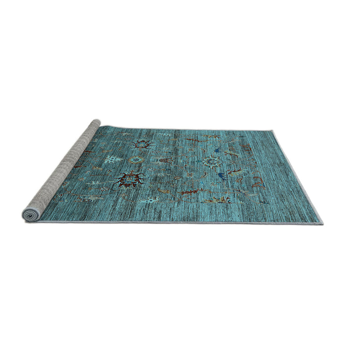 Sideview of Machine Washable Oriental Light Blue Industrial Rug, wshurb2350lblu