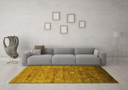 Machine Washable Oriental Yellow Industrial Rug in a Living Room, wshurb2350yw