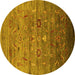 Round Oriental Yellow Industrial Rug, urb2350yw