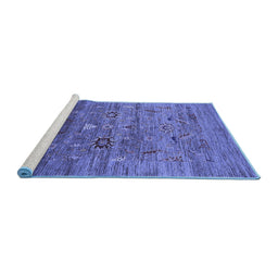 Sideview of Machine Washable Oriental Blue Industrial Rug, wshurb2350blu