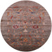 Round Mid-Century Modern Reddish Brown Oriental Rug, urb2350