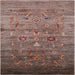 Square Mid-Century Modern Reddish Brown Oriental Rug, urb2350