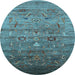 Round Oriental Light Blue Industrial Rug, urb2350lblu