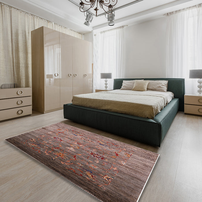 Machine Washable Industrial Modern Sepia Brown Rug in a Bedroom, wshurb2350