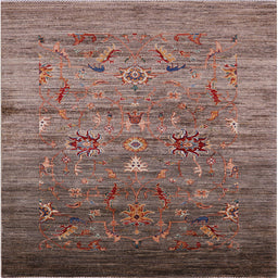 Square Machine Washable Industrial Modern Sepia Brown Rug, wshurb2350