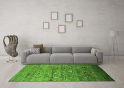 Machine Washable Oriental Green Industrial Area Rugs in a Living Room,, wshurb2350grn