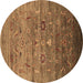 Round Oriental Brown Industrial Rug, urb2350brn