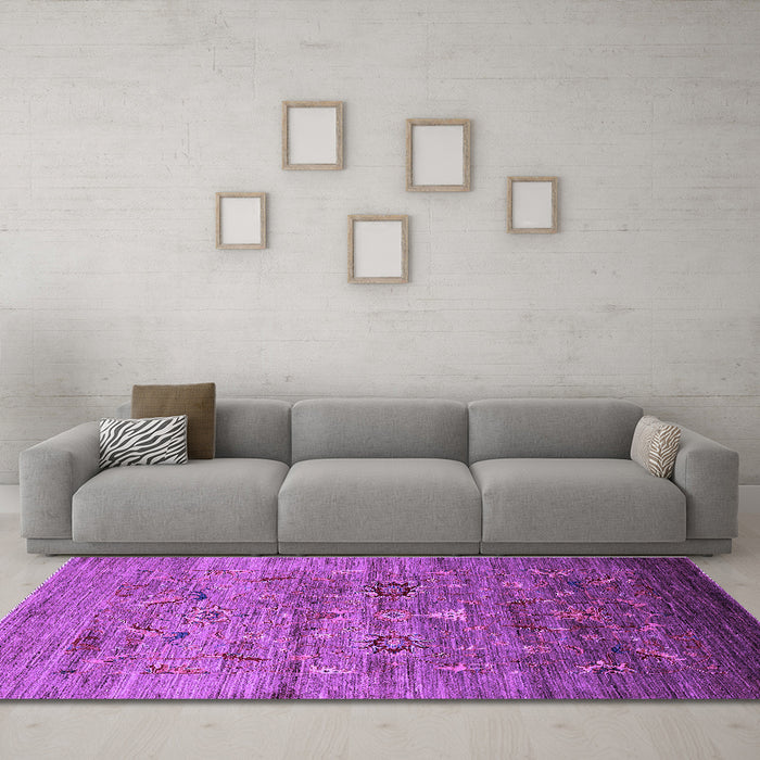 Machine Washable Oriental Purple Industrial Area Rugs in a Living Room, wshurb2350pur