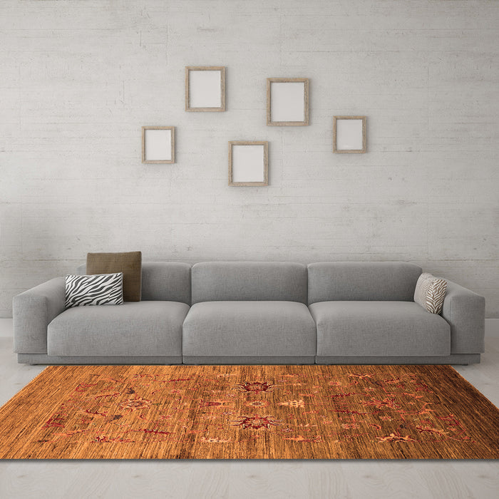 Machine Washable Oriental Orange Industrial Area Rugs in a Living Room, wshurb2350org
