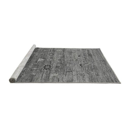 Sideview of Machine Washable Oriental Gray Industrial Rug, wshurb2350gry
