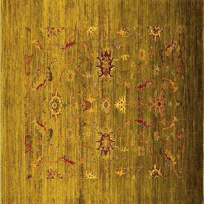 Square Machine Washable Oriental Yellow Industrial Rug, wshurb2350yw