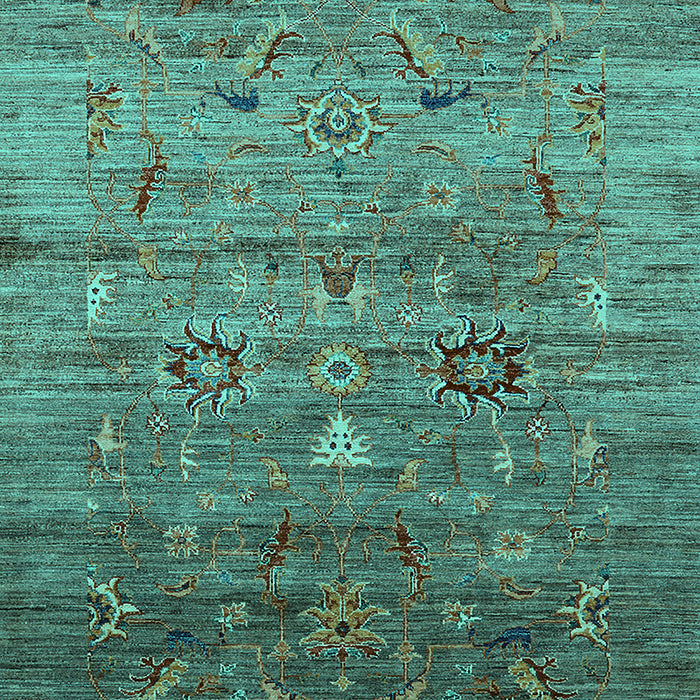 Machine Washable Oriental Turquoise Industrial Area Rugs, wshurb2350turq