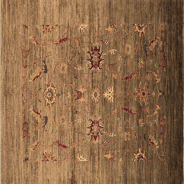 Square Machine Washable Oriental Brown Industrial Rug, wshurb2350brn