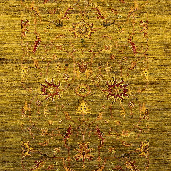 Machine Washable Oriental Yellow Industrial Rug, wshurb2350yw
