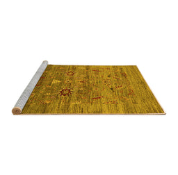 Sideview of Machine Washable Oriental Yellow Industrial Rug, wshurb2350yw