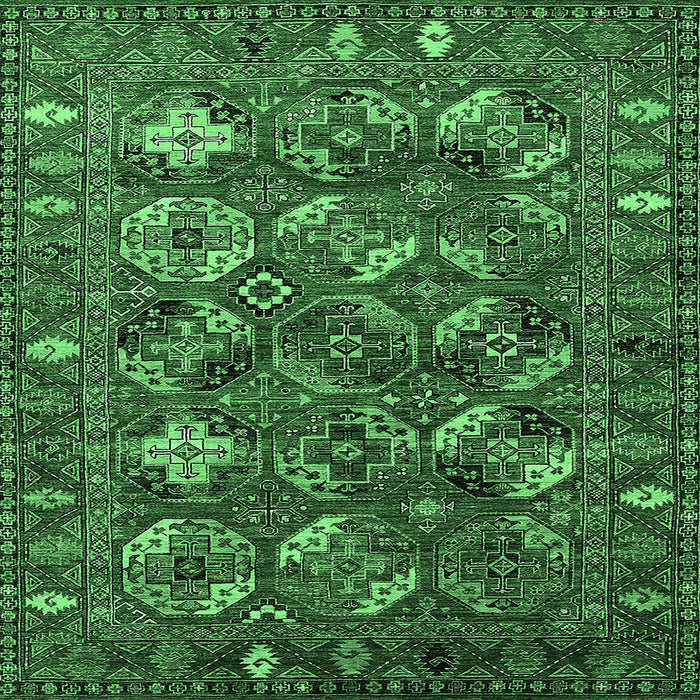 Square Oriental Emerald Green Industrial Rug, urb2351emgrn
