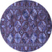 Round Oriental Blue Industrial Rug, urb2351blu