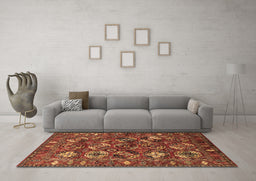 Machine Washable Oriental Brown Industrial Rug in a Living Room,, wshurb2351brn