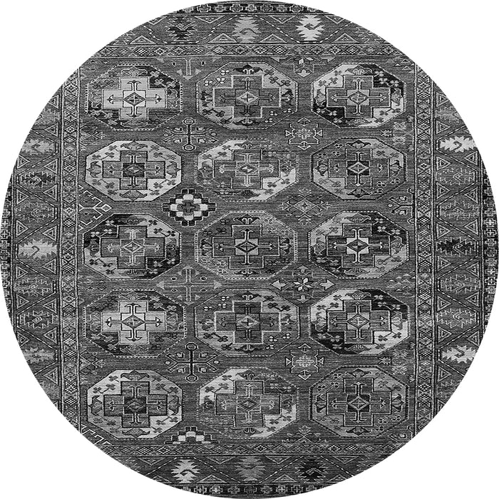 Round Machine Washable Oriental Gray Industrial Rug, wshurb2351gry