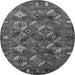 Round Machine Washable Oriental Gray Industrial Rug, wshurb2351gry