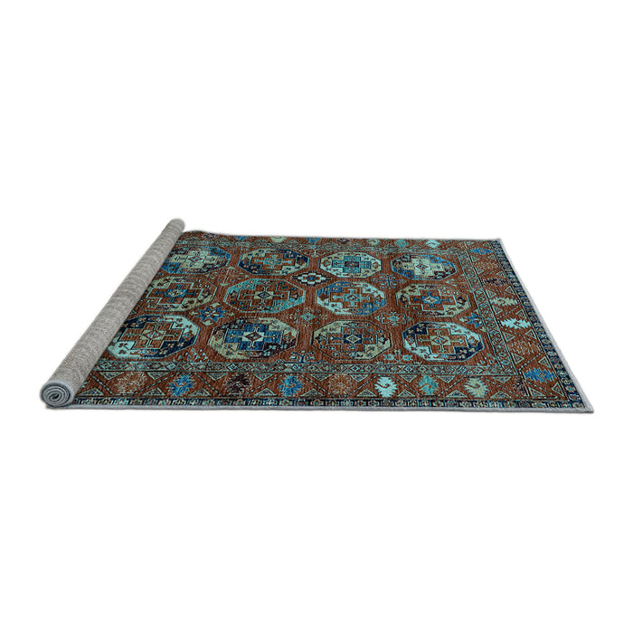 Sideview of Machine Washable Oriental Light Blue Industrial Rug, wshurb2351lblu