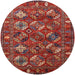 Round Mid-Century Modern Red Oriental Rug, urb2351