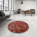 Round Machine Washable Industrial Modern Tomato Red Rug in a Office, wshurb2351