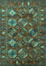 Machine Washable Oriental Turquoise Industrial Area Rugs, wshurb2351turq