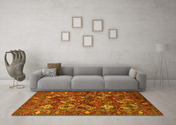 Machine Washable Oriental Yellow Industrial Rug in a Living Room, wshurb2351yw
