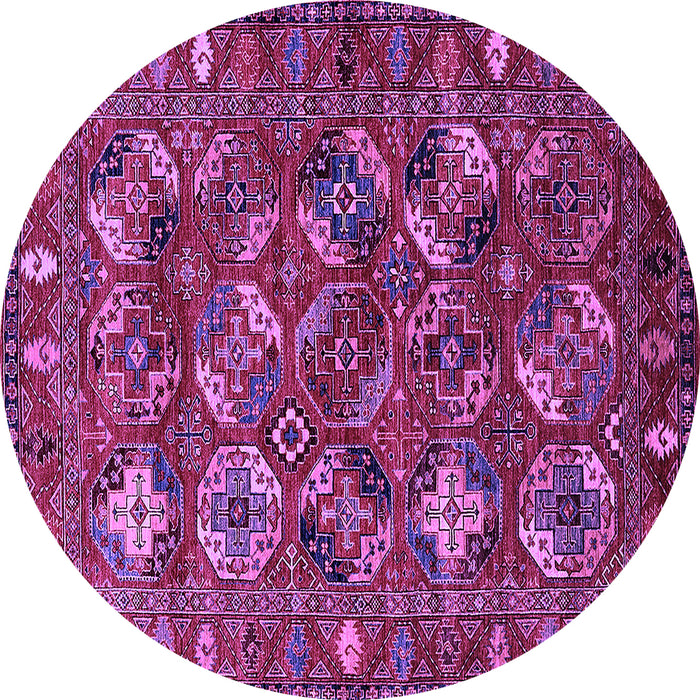 Round Machine Washable Oriental Purple Industrial Area Rugs, wshurb2351pur