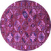 Round Machine Washable Oriental Purple Industrial Area Rugs, wshurb2351pur