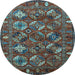 Round Oriental Light Blue Industrial Rug, urb2351lblu