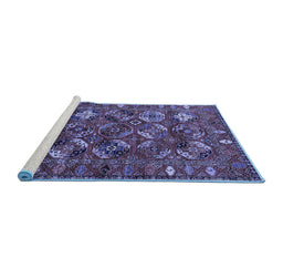 Sideview of Machine Washable Oriental Blue Industrial Rug, wshurb2351blu