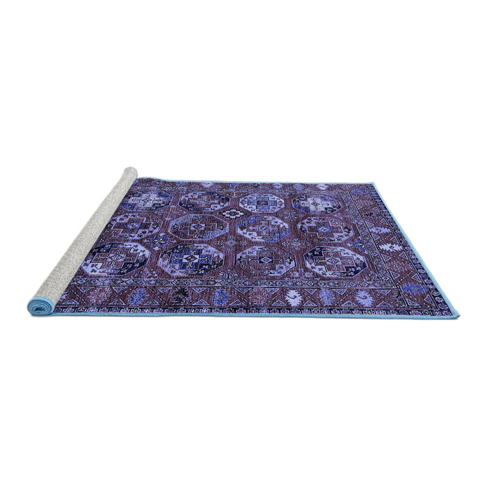 Sideview of Machine Washable Oriental Blue Industrial Rug, wshurb2351blu