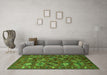 Machine Washable Oriental Green Industrial Area Rugs in a Living Room,, wshurb2351grn