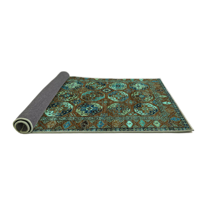 Sideview of Oriental Turquoise Industrial Rug, urb2351turq