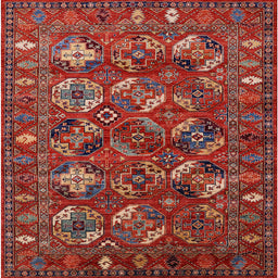 Square Machine Washable Industrial Modern Tomato Red Rug, wshurb2351