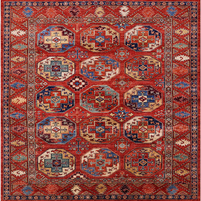 Square Machine Washable Industrial Modern Tomato Red Rug, wshurb2351