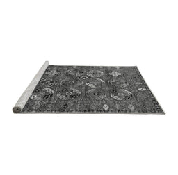 Sideview of Machine Washable Oriental Gray Industrial Rug, wshurb2351gry