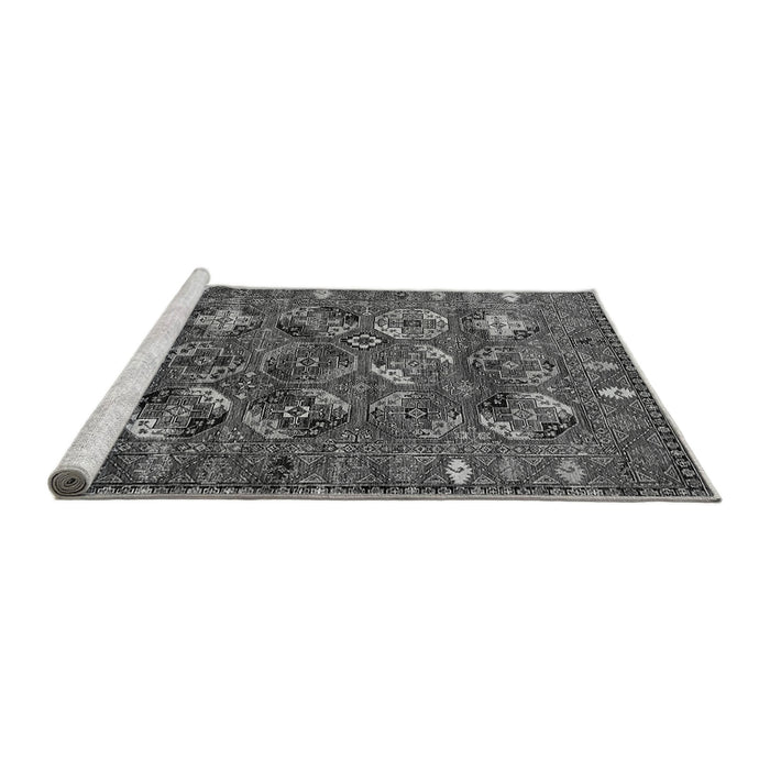 Sideview of Machine Washable Oriental Gray Industrial Rug, wshurb2351gry