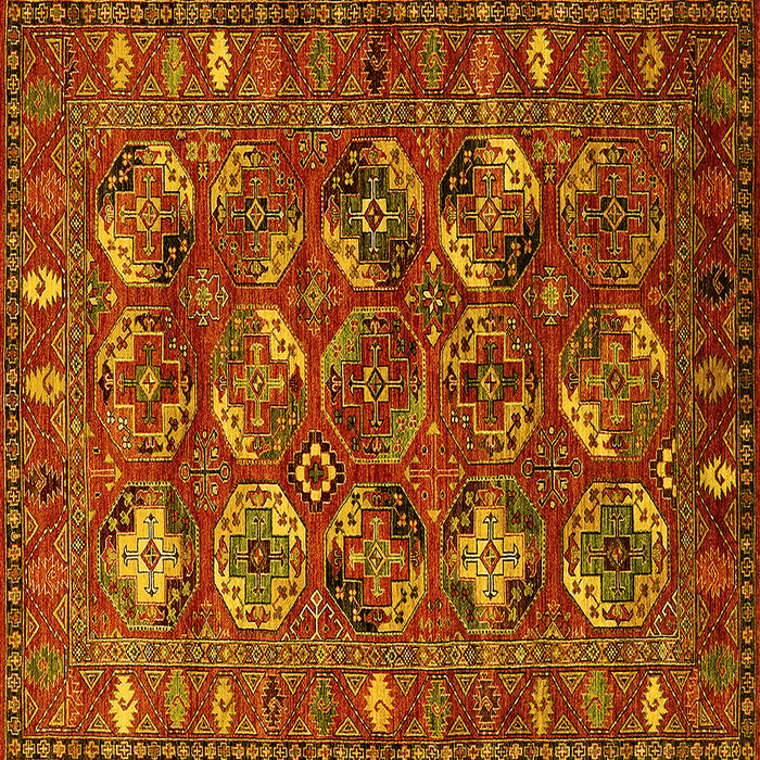 Square Machine Washable Oriental Yellow Industrial Rug, wshurb2351yw