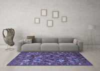 Machine Washable Oriental Blue Industrial Rug, wshurb2351blu