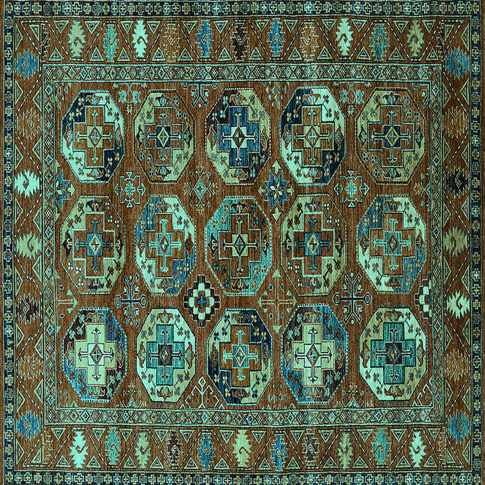 Square Oriental Turquoise Industrial Rug, urb2351turq