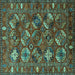 Square Oriental Turquoise Industrial Rug, urb2351turq